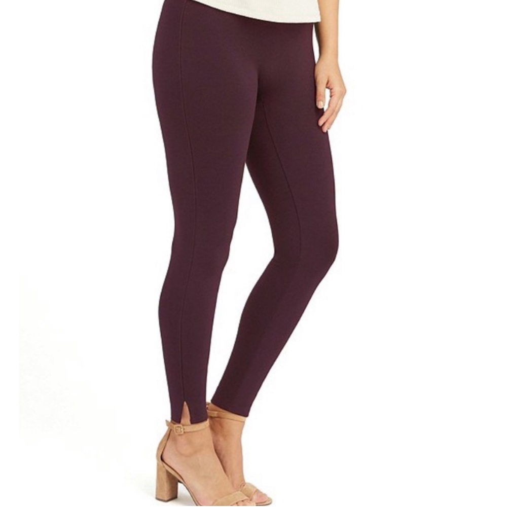 Spanx Ponte Ankle Leggings High Rise Shaping Slimming Slit Hem Maroon Size S